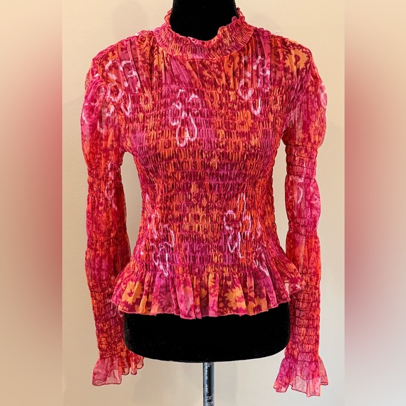 Women’s FREE PEOPLE Hello There floral long sleeve top- Size medium - Picture 2 of 8